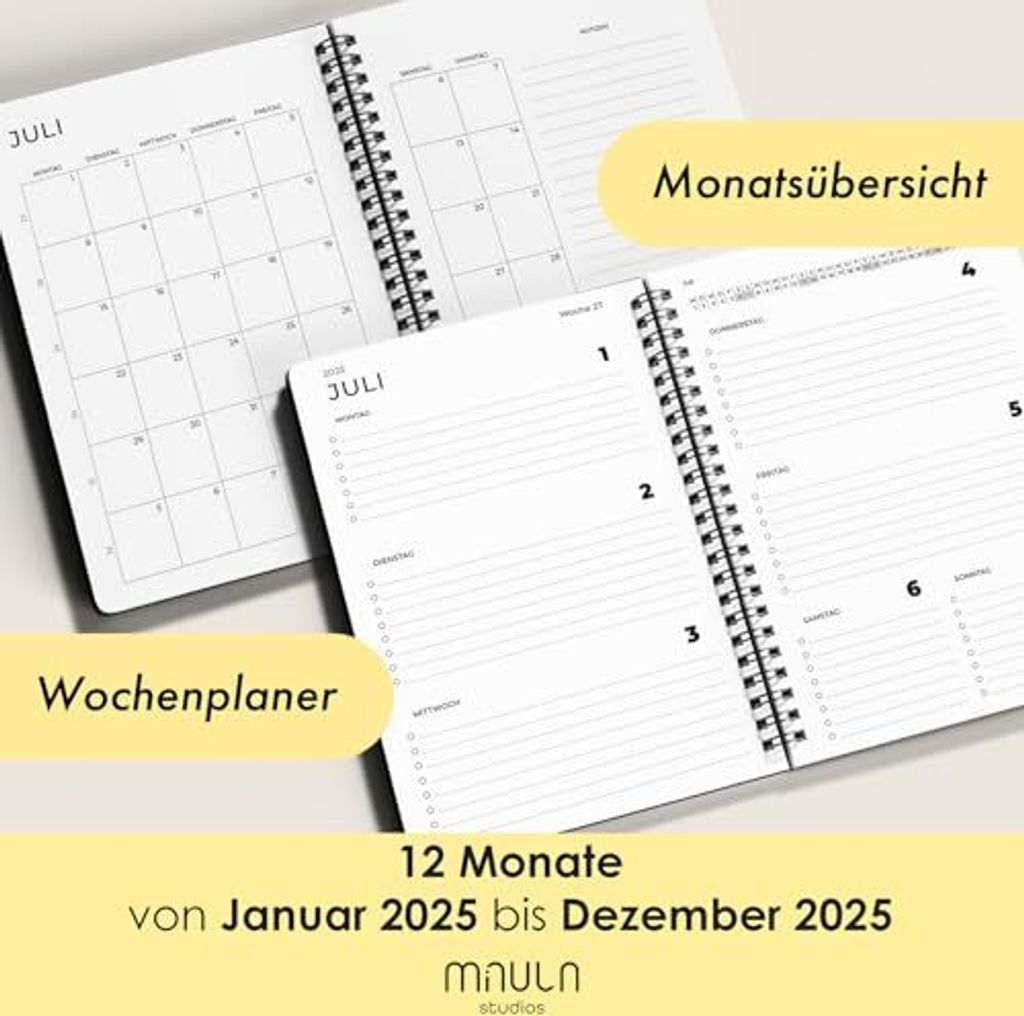 A5 Terminplaner 2025 - Minimalistischer Buchkalender A5 Produktbild 2