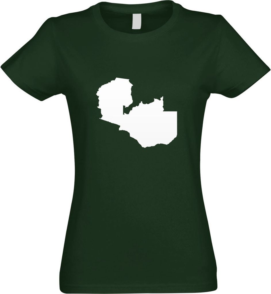 Kiwistar - T-Shirt tailliert - Damen - flaschengrün - Sambia Umriss Kontur - mit Motiv Bedruckt - Funshirt Design - Sport - Freizeit - Damen - XL