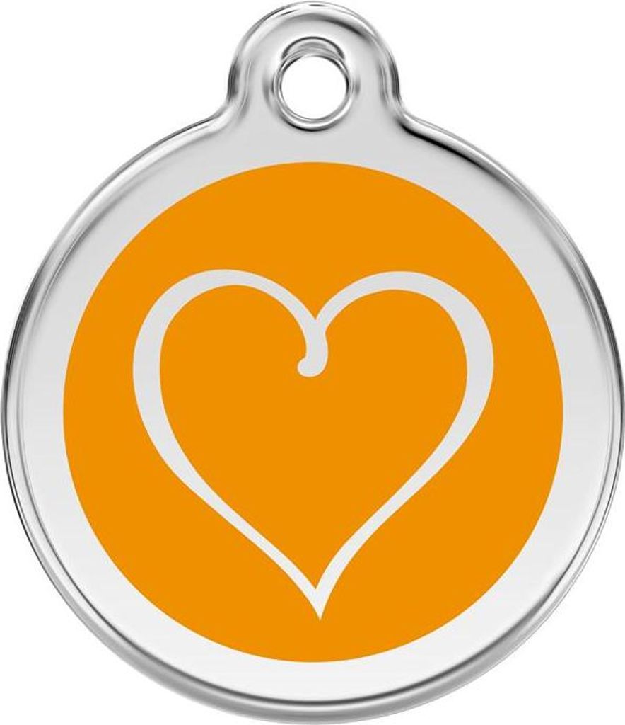Tribal Heart Orange Edelstahl Hundemarke klein/klein Ø. 2 cm - Reddingo