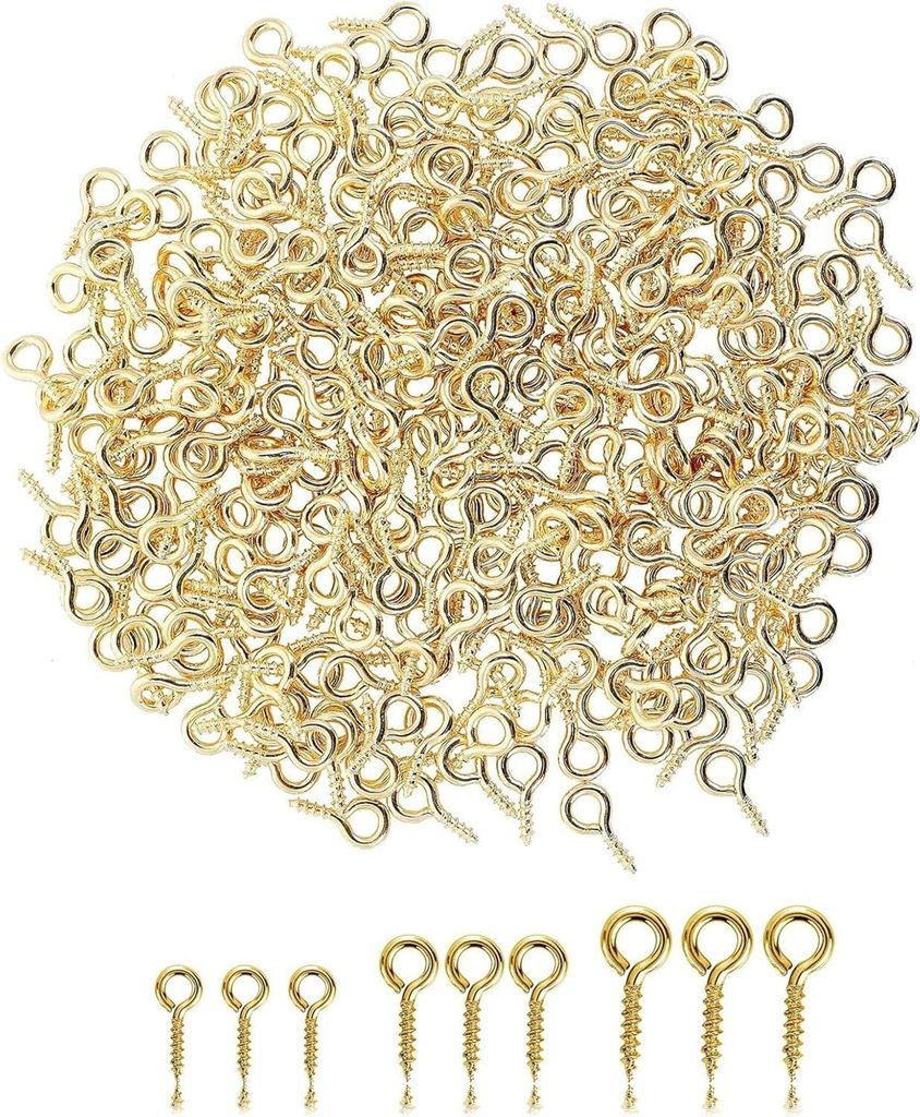 300 Stück Kleine Ösenschraube Schrauboesen ösenschrauben mit Holzgewinde Schraubhaken Edelstahl Ringschrauben für Schmuckherstellung DIY Kunsth...