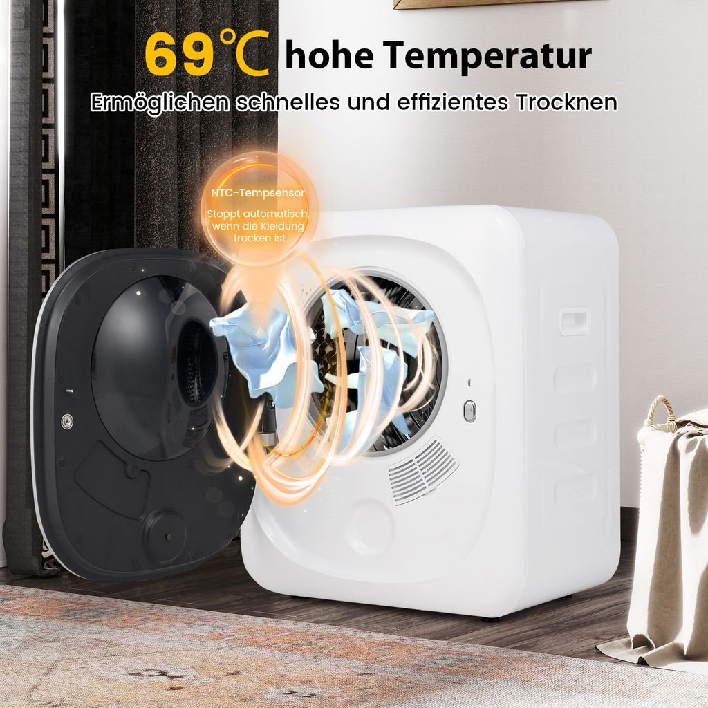 COSTWAY Mini Wäschetrockner 800W, 5kg, Ablufttrockner bis Produktbild 3