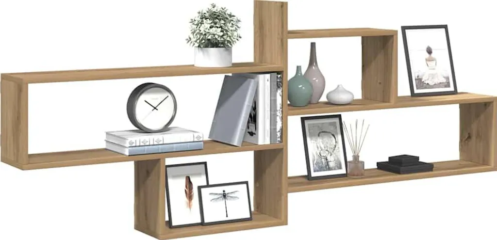 Appendiabiti con Scaffali Rovere Fumo in Legno