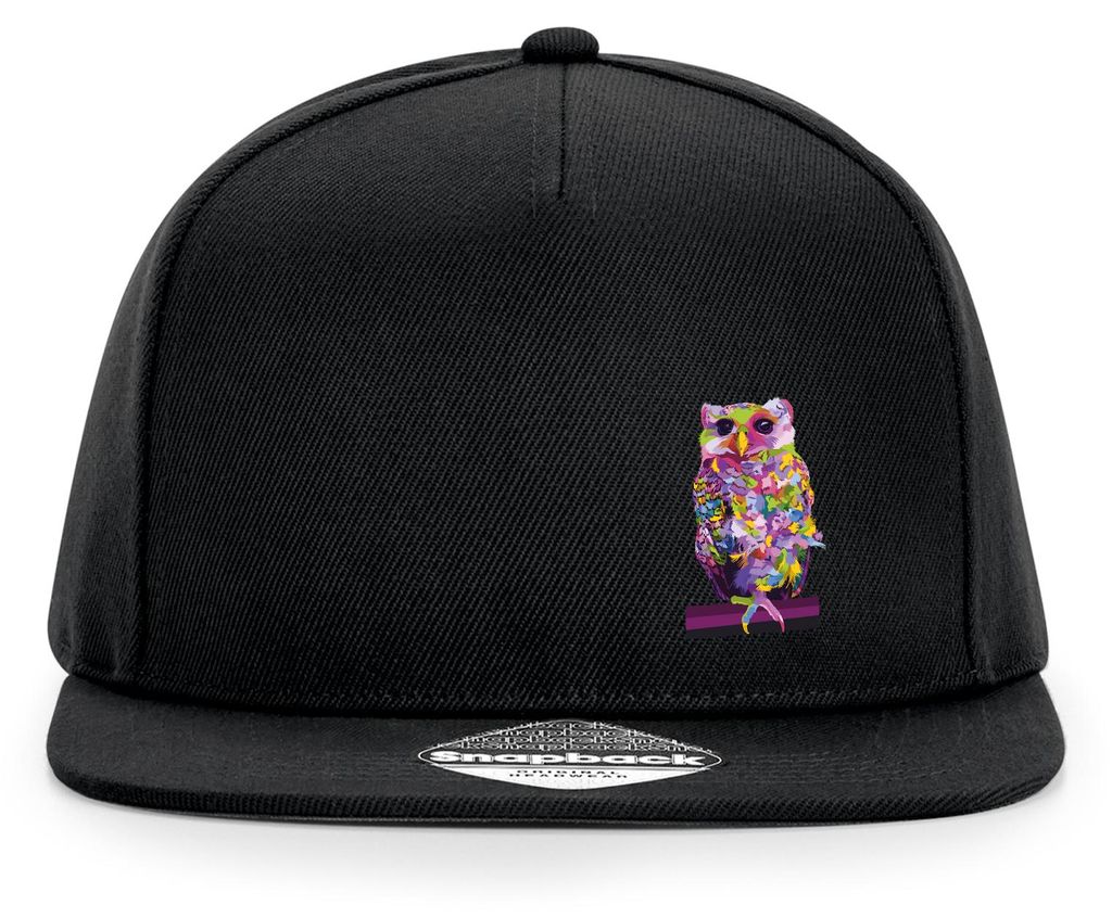 Huuraa Cappy Mütze Eule Colorful Black Polyester Snapback Kappe Geschenkidee