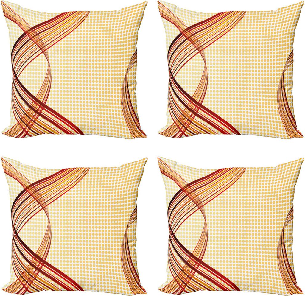 ABAKUHAUS Modern Kissenbezug Set (4 Stück), Abstrakt Curvy Streifen, Moderner Doppelseitiger Digitaldruck, 60 cm x 60 cm, Mehrfarbig
