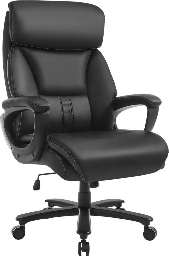 WOLTU Bürostuhl 150 kg Belastbarkeit, Chefsessel, Drehstuhl, Kunstleder, Schwarz