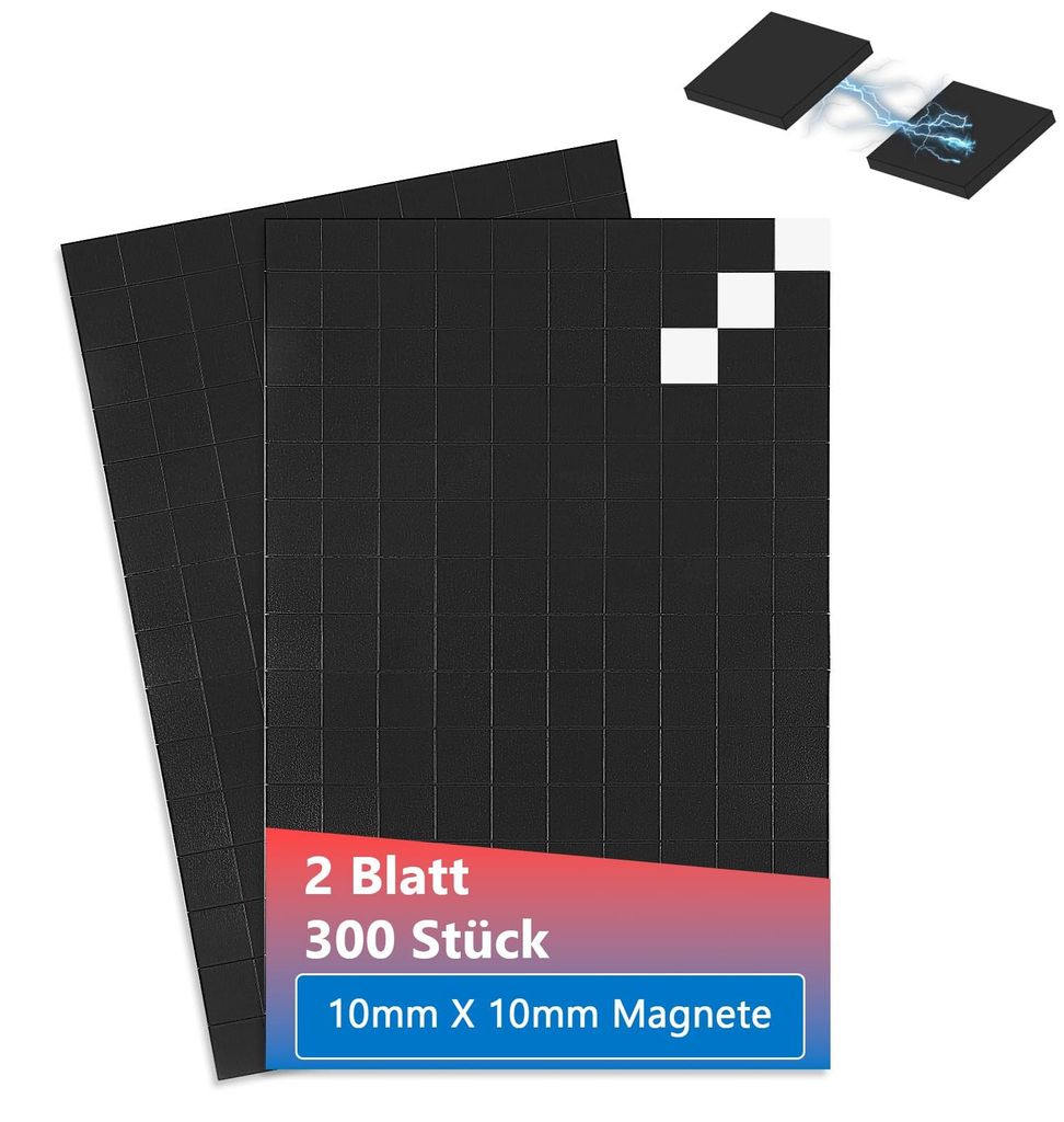 300 selbstklebende Magnete, 10x10mm selbstklebende Magnetscheiben, starke Magnetklebestreifen, selbstklebende Magnete für Bastelarbeiten, Kühlsch...