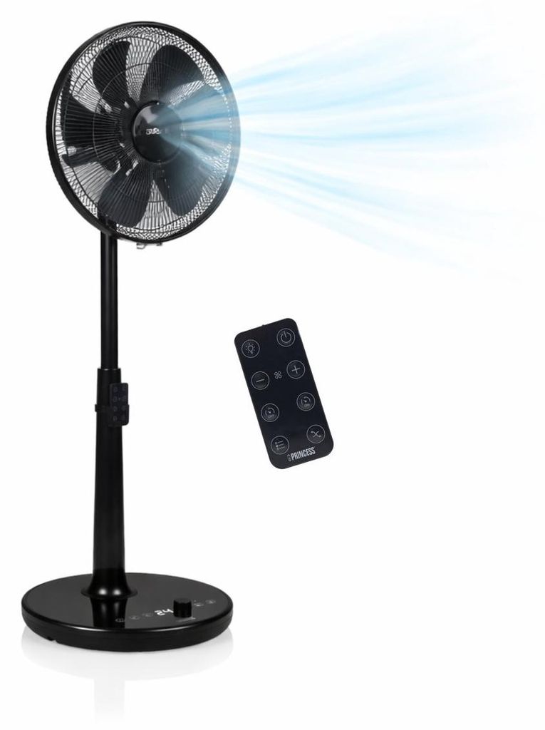 Princess Standventilator mit Gleichstrommotor, 24 Stufen, 4 Windmodi, 90° Oszillation, Timer & Fernbedienung