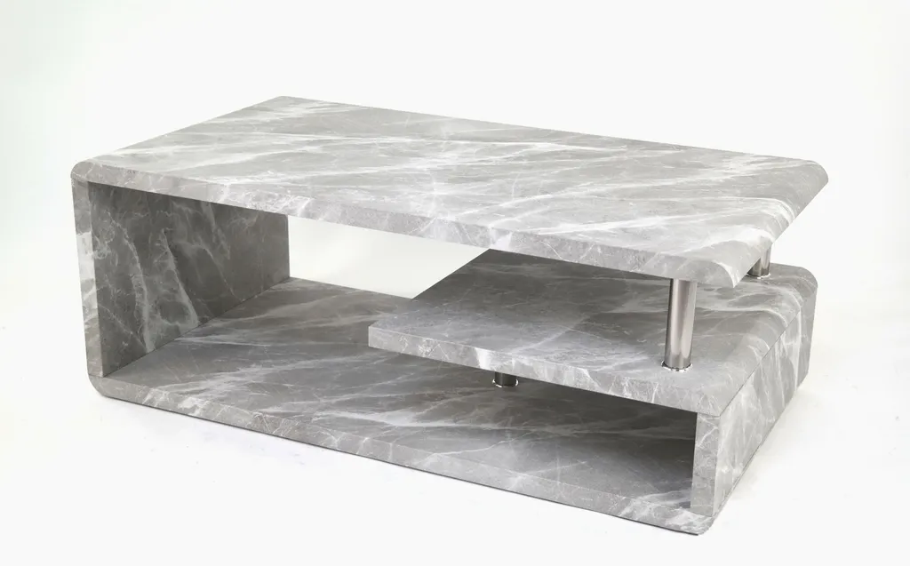 Table Basse 110cm en MDF Gris Marbré - Finition Premium et Robuste