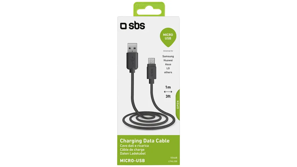 Sincronizza e Carica con SBS: Cavo Micro USB 1m Nero High Speed - 12