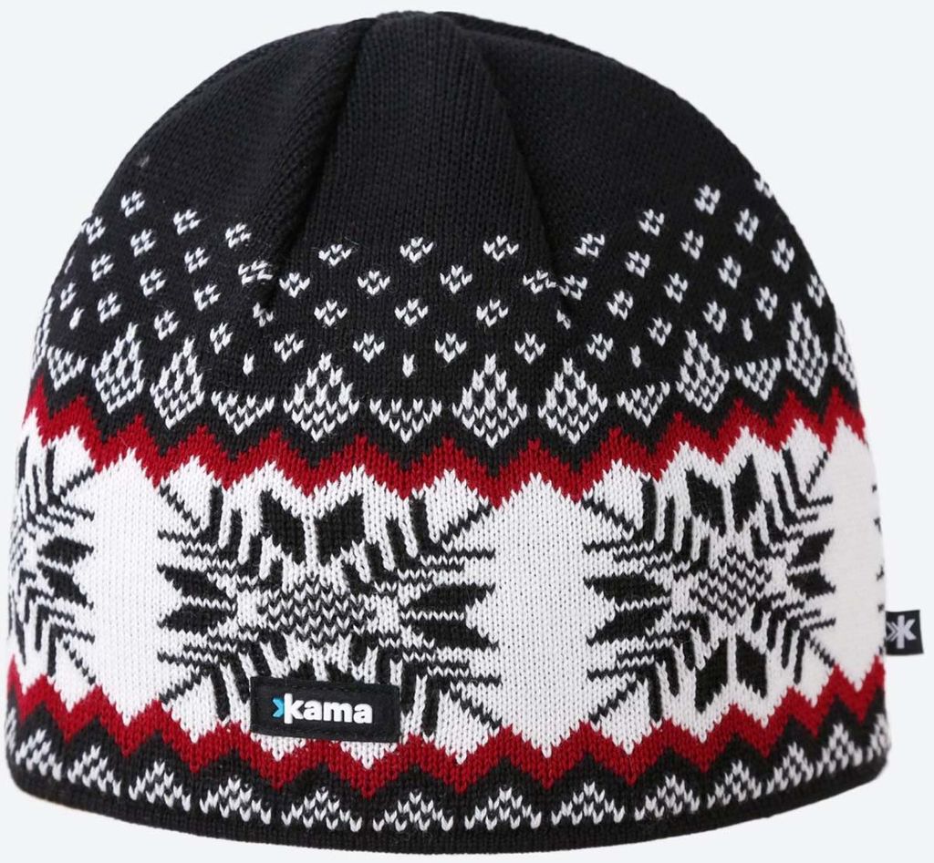 Mütze KAMA GESTRICKTE MERINO-MÜTZE A137 Uni, schwarz