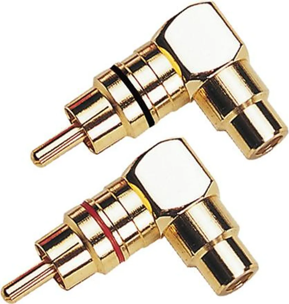 Adattatore RCA 90 Gradi Oro - Coppia Rosso/Nero per Spazi Stretti