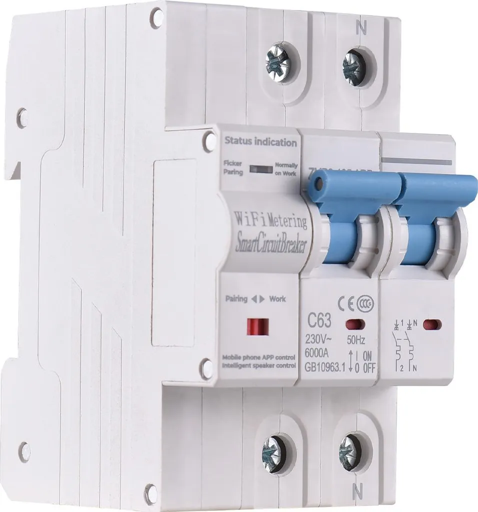 Disjoncteur WiFi 2P Protection Surcharge et Court-Circuit avec Suivi TY