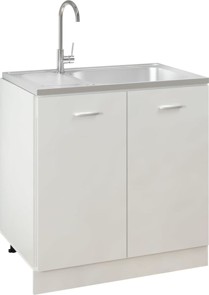 The Living Store Kuchynský drez s odkapávačom strieborný Obrázok produktu 4