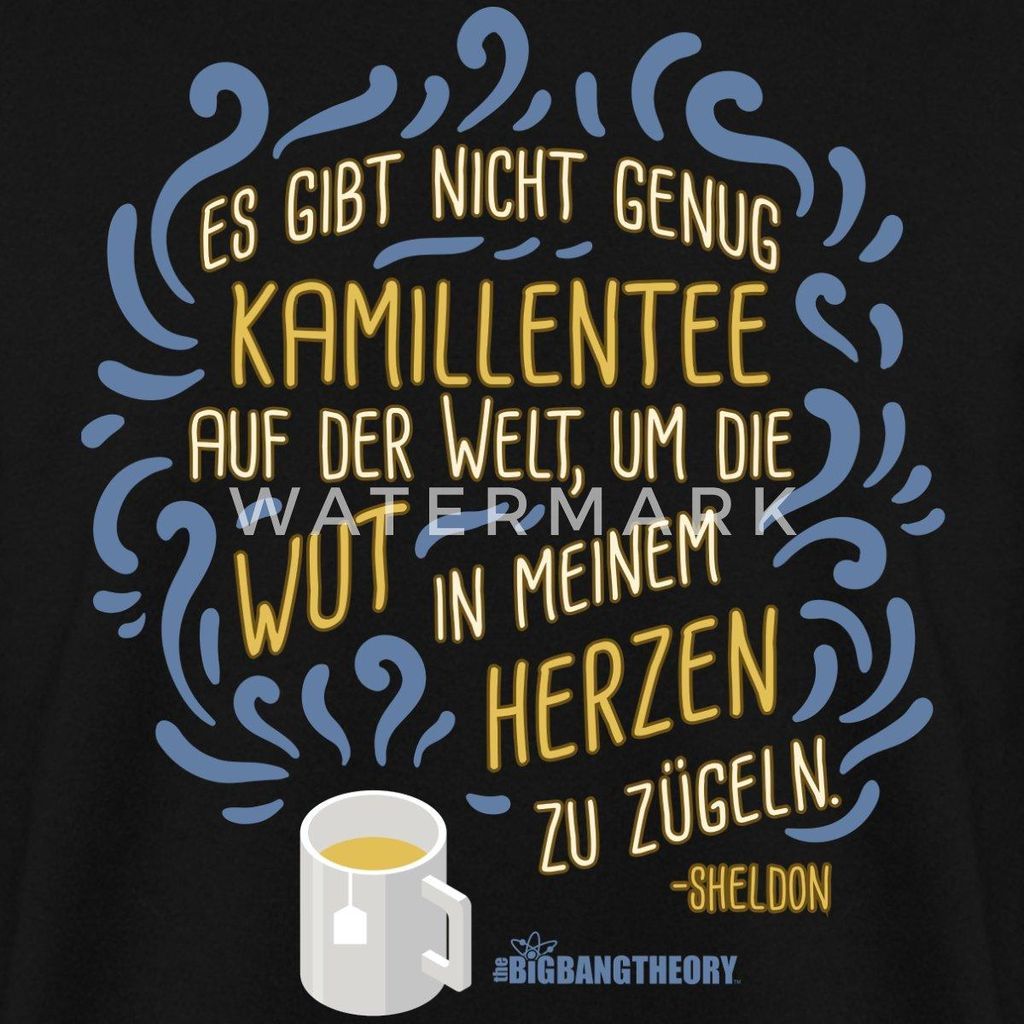 Spreadshirt The Big Bang Theory Kamillentee Wut Uni Pullover, S, Schwarz