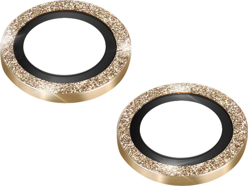 Apple iPhone 14 / 14 Plus 0.2mm Kamerafolie aus Glas Glitter Rand – Gold