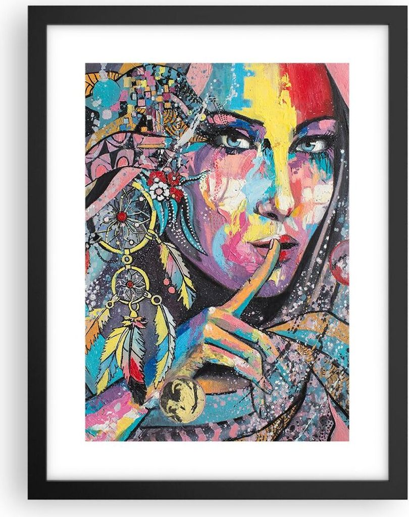 Gerahmtes Poster - Schwarzer Rahmen - frau folklore - 30x40 cm - Wand Bild - Wanddeko - Wandbilder - Kunstposter - Wandposter - Bilderrahmen - Bild...