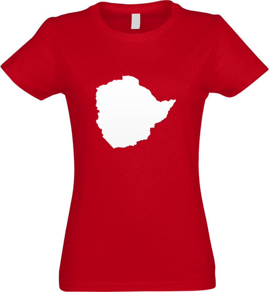 Kiwistar - T-Shirt tailliert - Damen - rot - Simbabwe Umriss Kontur - mit Motiv Bedruckt - Funshirt Design - Sport - Freizeit - Damen - L
