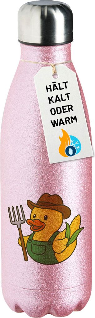 Huuraa Trinkflasche Quietscheente Landwirtschaft Comic Gummiente 500ml Pink Edelstahl Wasserflasche Trinkflasche Geschenkidee