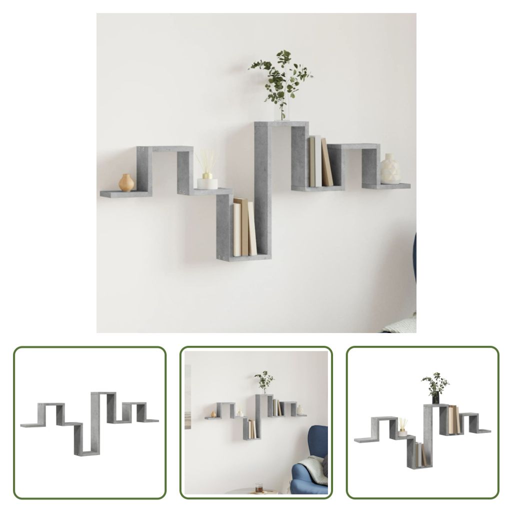 The Living Store Wandregal Betongrau 104,5x10x43 cm Holzwerkstoff