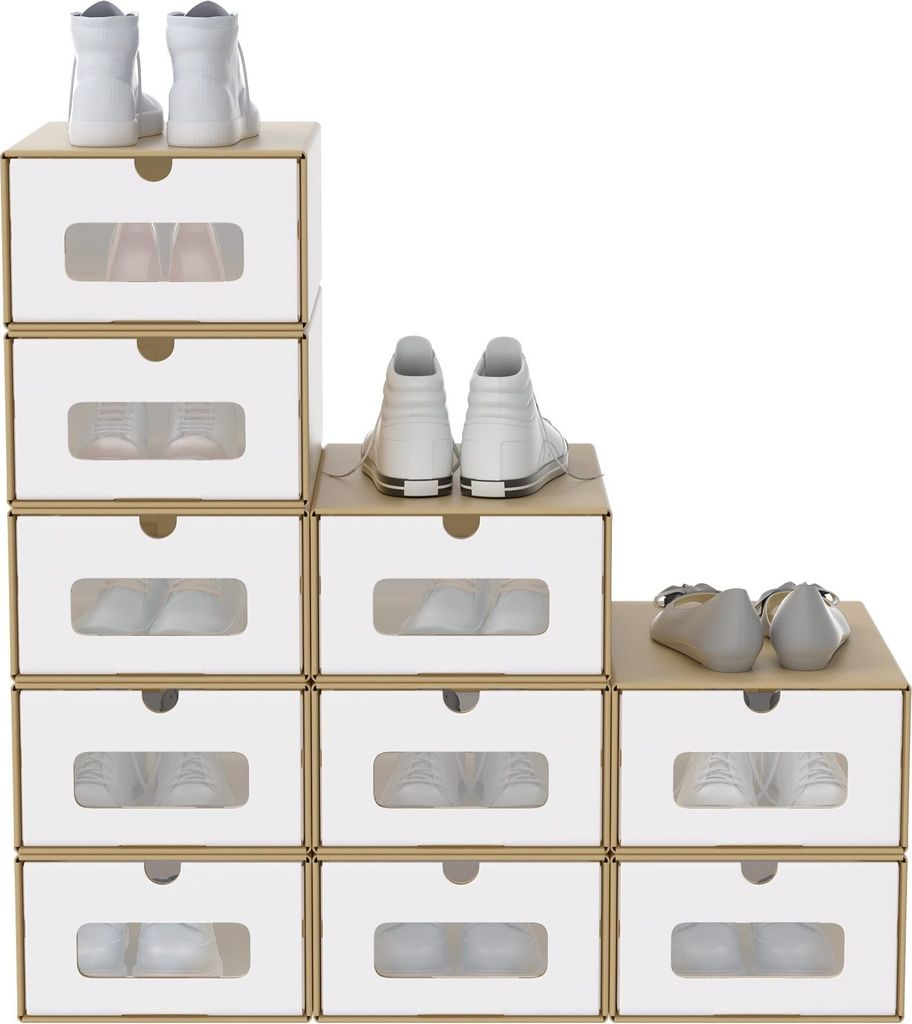 JOIEYOU 10x boxy na topánky Stohovateľné kraftové papierové Obrázok produktu 