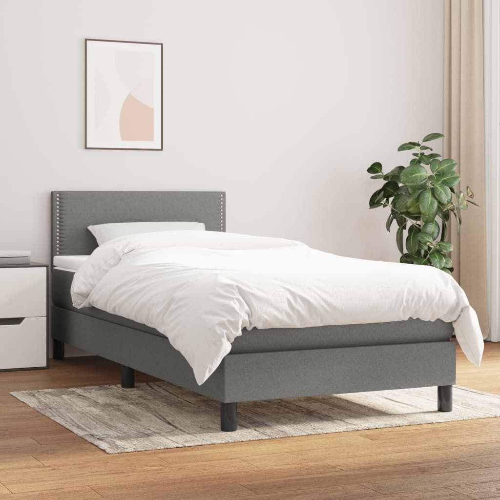 The Living Store Boxspringbett mit Matratze Dunkelgrau 100x200 cm Stoff