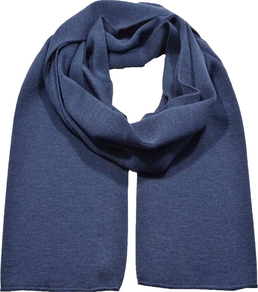 tomBrook Uni Strickschal aus Schurwolle 28 x 180 cm - Glatt gestrickter Schal für Damen und Herren in Jeans