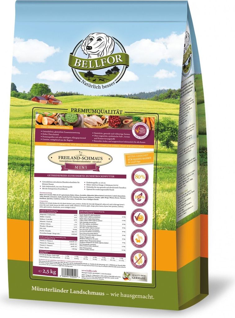 Bellfor Freiland-Schmaus Mini - Huhn - Getreidefrei 2,5 kg Produktbild 