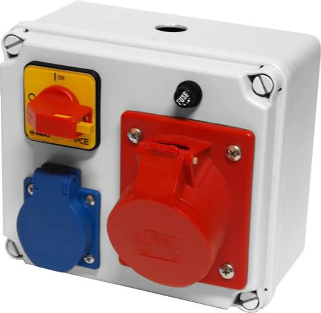 Coffret électrique de chantier IP44 avec disjoncteur 32A et sortie 32/5