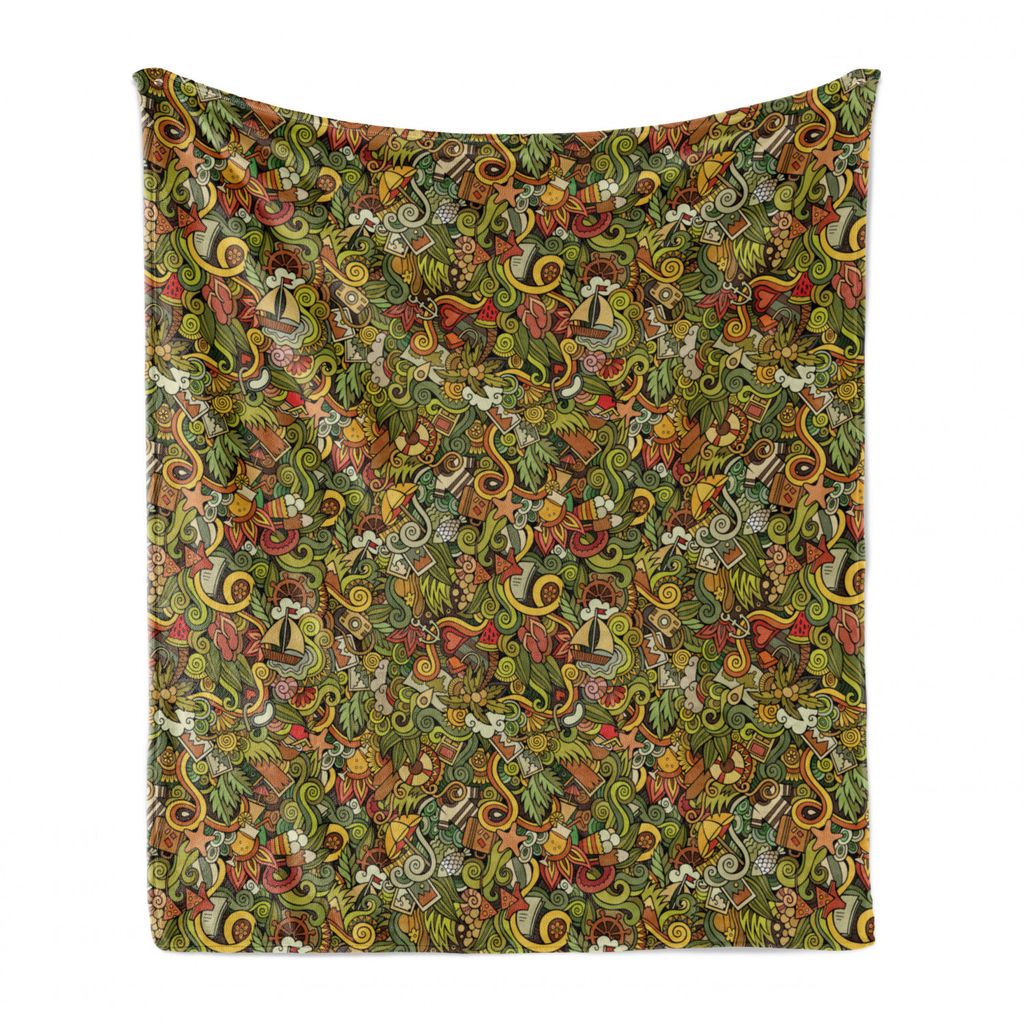 ABAKUHAUS Sommer Weich Flanell Fleece Decke, Marine und Blumenmotive, Gemütlicher Plüsch für den Innen- und Außenbereich, 125 x 175 cm, Dunkler...