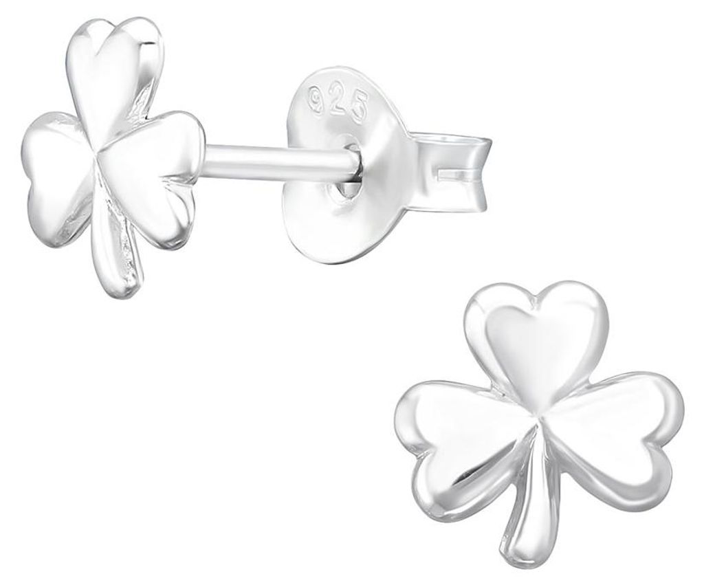 Ohrstecker Kleeblatt: 925 Silber Ohrringe Kinder Produktbild 