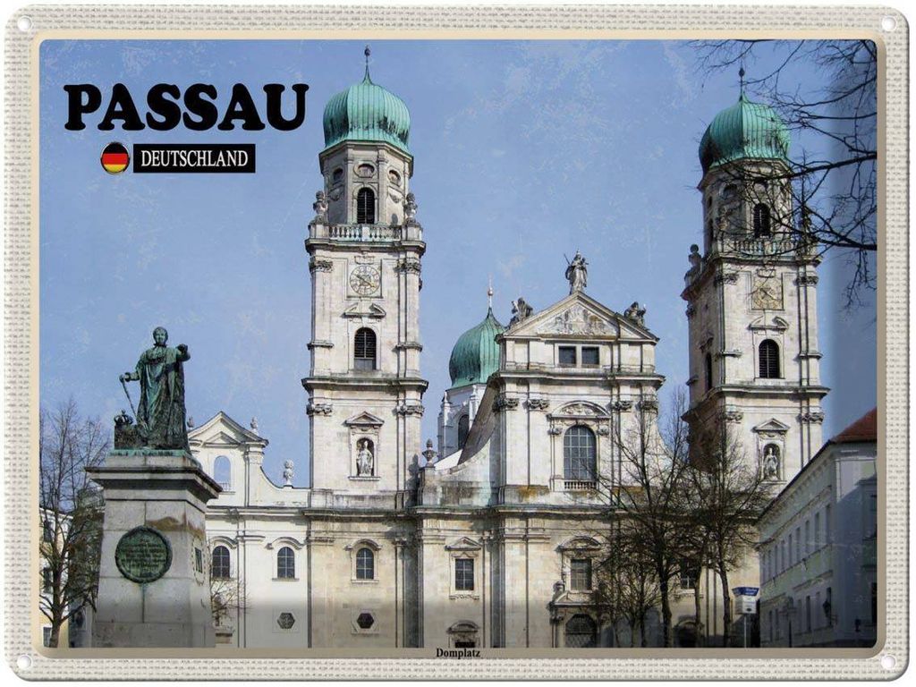 vianmo Blechschild 30x40 cm Passau Domplatz Bildmotiv Reisemotiv Abenteuer Reisen