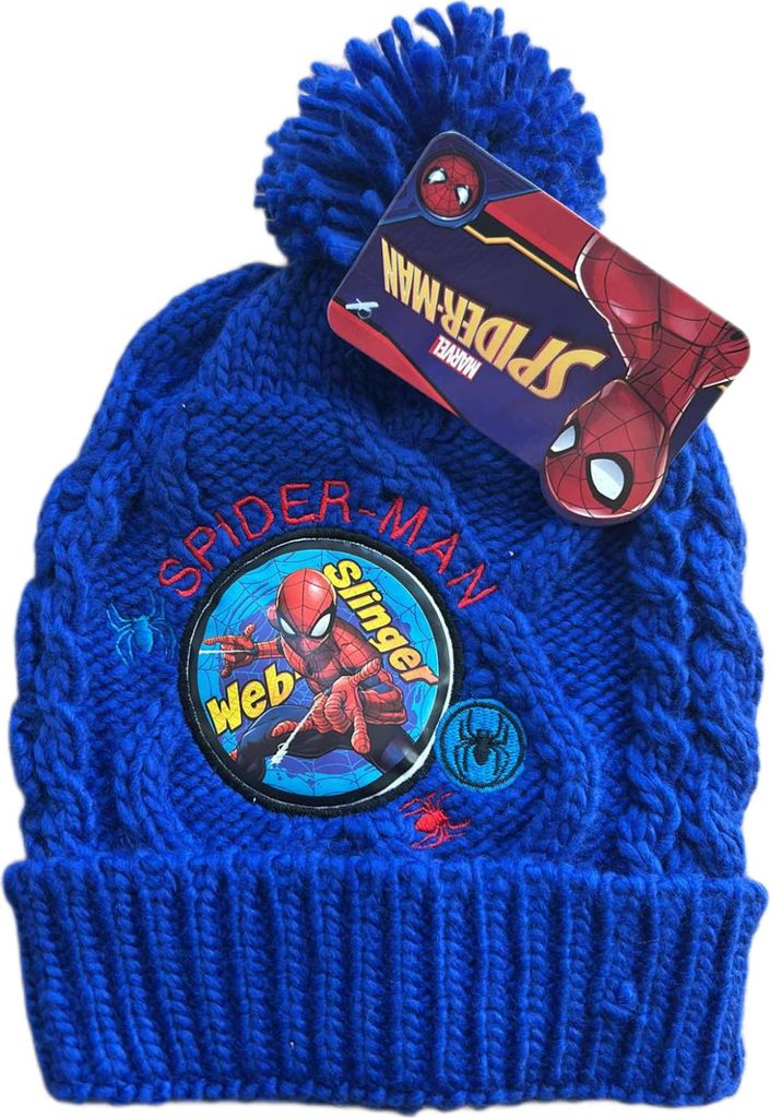 Marvel Spiderman Kinder Wintermütze für Jungen mit Bommel
