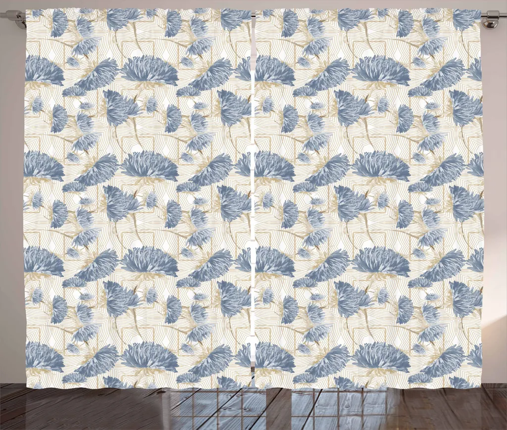 Tende Shabby Chic ABAKUHAUS Aster Soggiorno Blu Grigio 280x175
