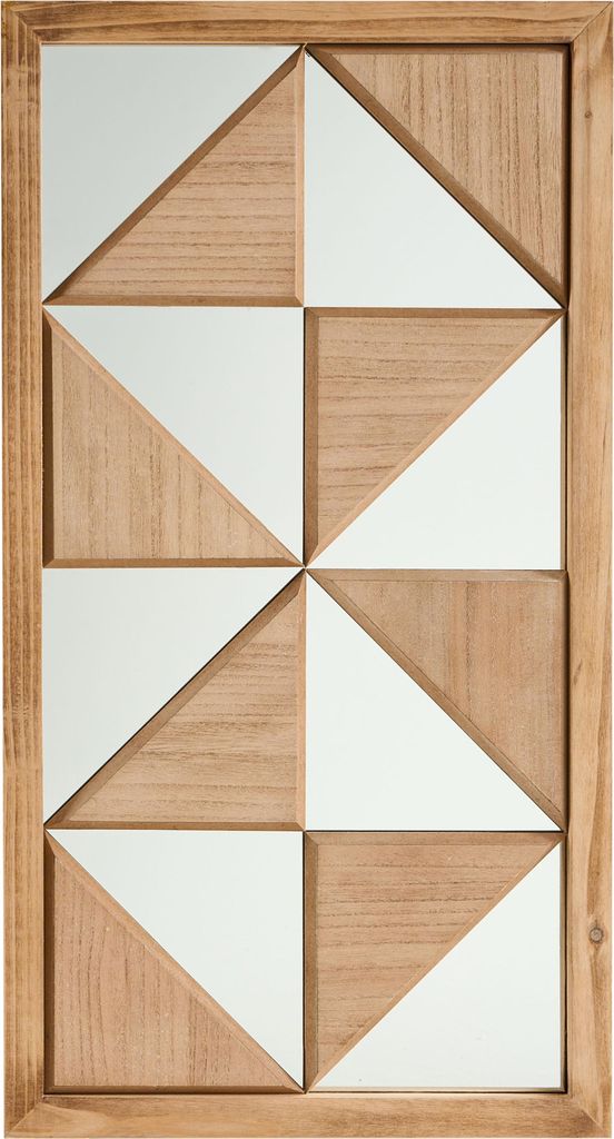 BELIANI Wanddeko mit Spiegel und hellbraunem Holzrahmen dekorativer Spiegel für Schlafzimmer Wohnzimmer oder Flur moderner Stil