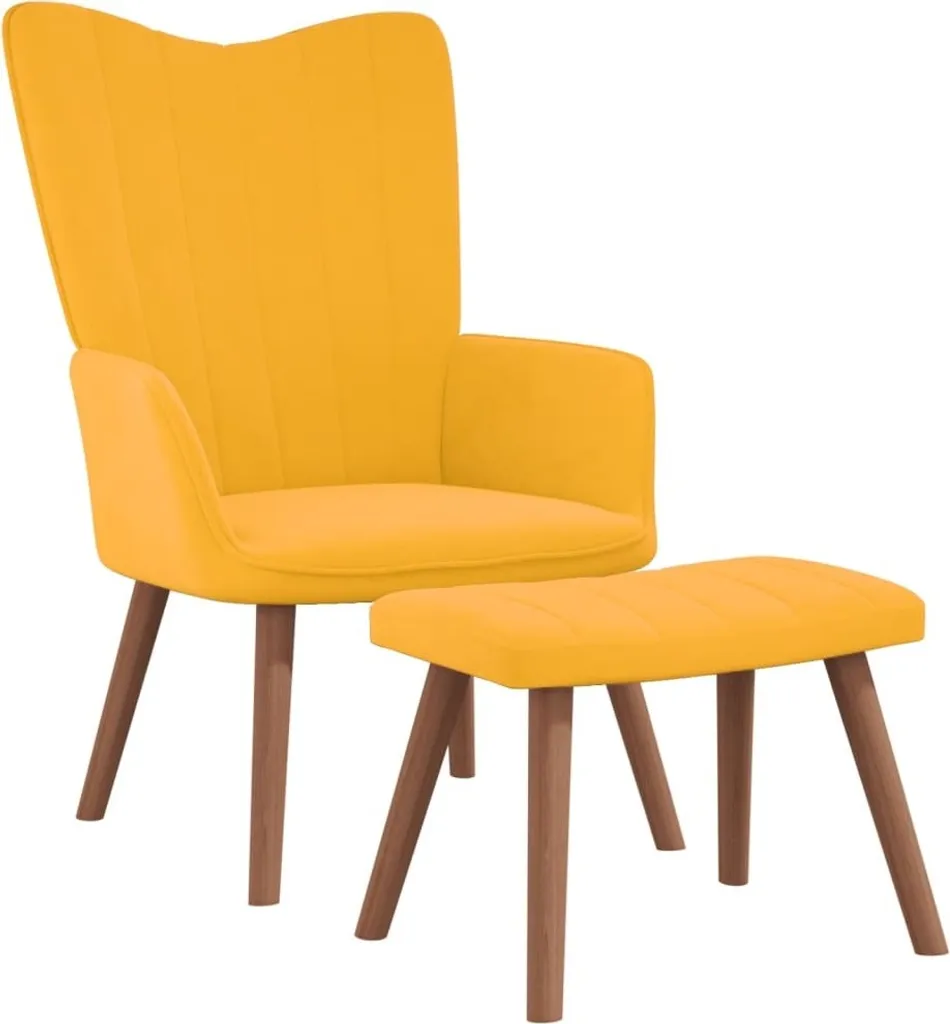 Poltrona Relax Velluto Giallo Senape con Pouf - Design Comfort