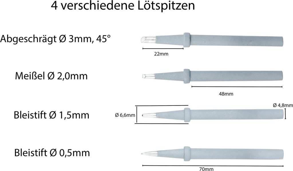4 Lötspitzen für Lötstation ZD99 ZD98 ZD8906 ZD8906L mit Produktbild 