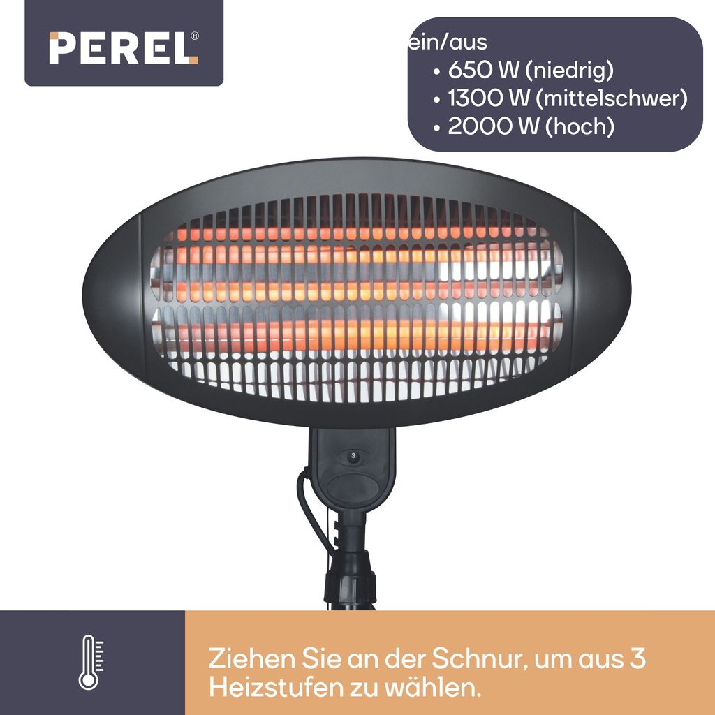 Perel Terrassen-Heizstrahler, 2000 W, Quartz, Zugschalter, Produktbild 7