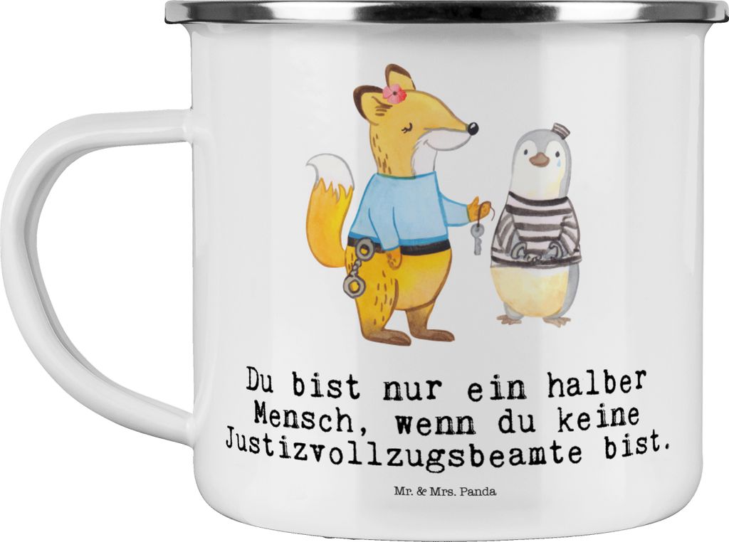 Mr. & Mrs. Panda Emaille Tasse Justizvollzugsbeamte Herz - Weiß - Geschenk, Becher, Witzig, Teetasse, Gefängnis, Campingbecher, Gefängniswärter...