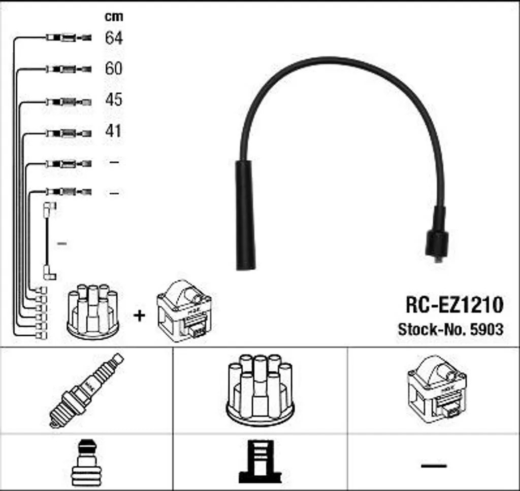 Jeu de câbles d'allumage NGK 5903 pour Mazda 323 BJ et BA - OE B33G