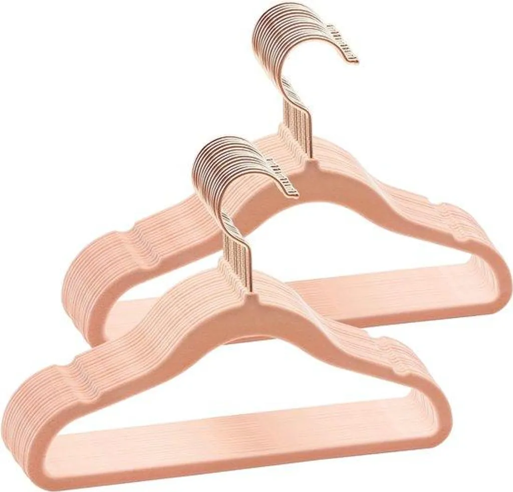 Cintres Gain de Place pour Garde-Robe Bébé en Velours Rose - 30 pcs