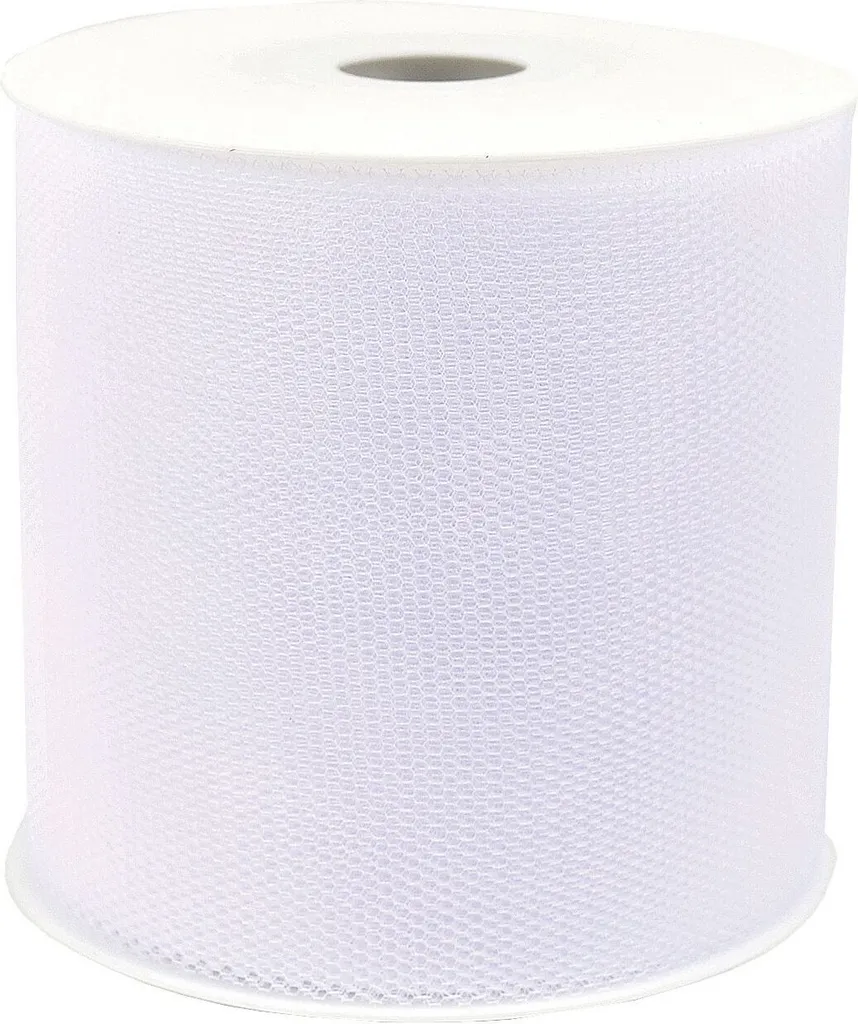 Ruban Tulle Rigide Blanc 100mmx50m pour Nœuds Volumineux - Goldina