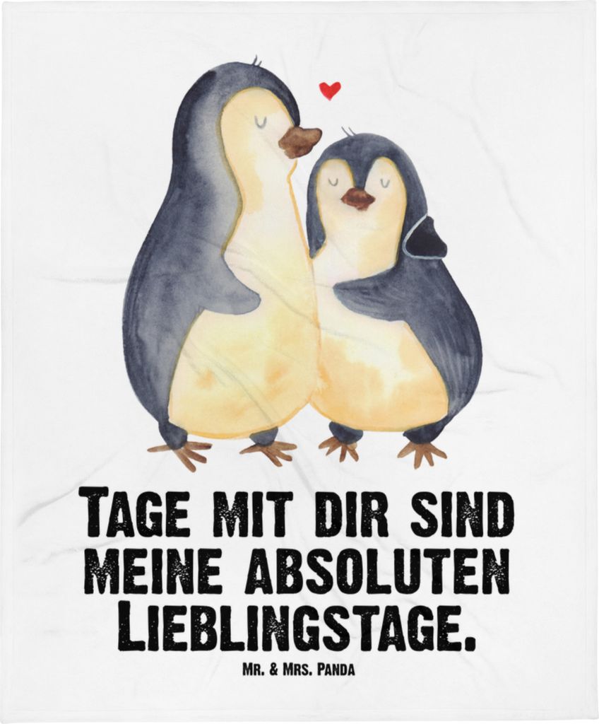 Mr. & Mrs. Panda Plaid Pinguin umarmen - Weiß - Geschenk, Schlummerdecke, Hochzeitstag, Jahrestag, Hochzeitsgeschenk, Liebe, Babydecke, Kinderdeck...