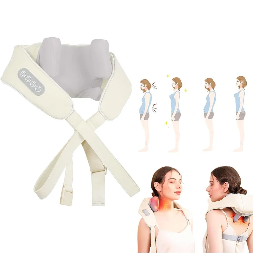 Masseur cervical Shiatsu rechargeable avec 3 vitesses et chaleur