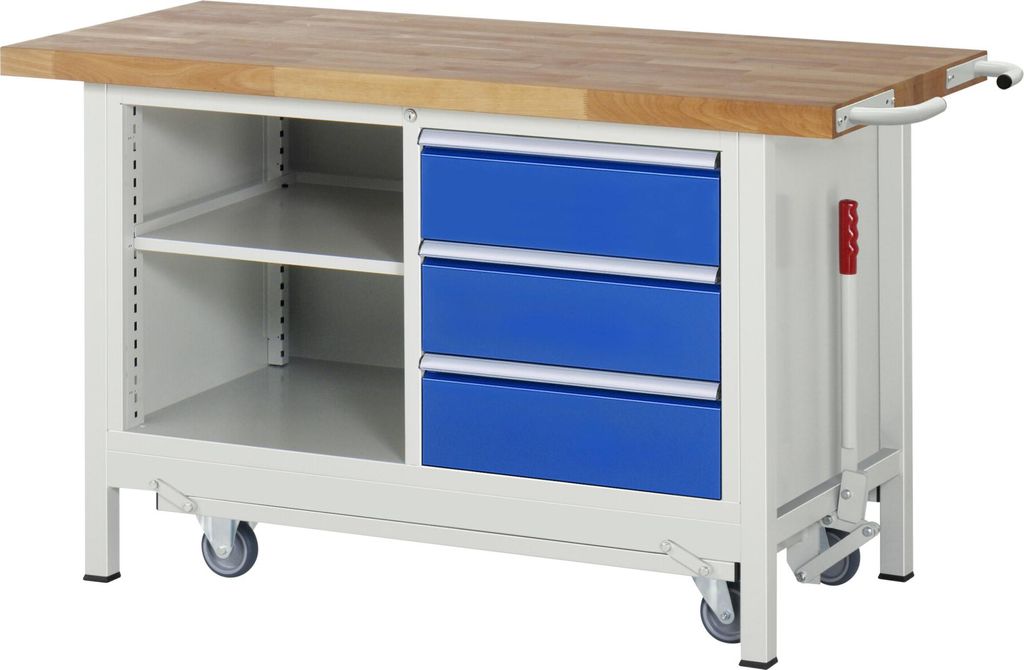 Rau Werkbank mit Fahrgestell 8462, B1500xT700xH880mm, 3x Schublade-TA