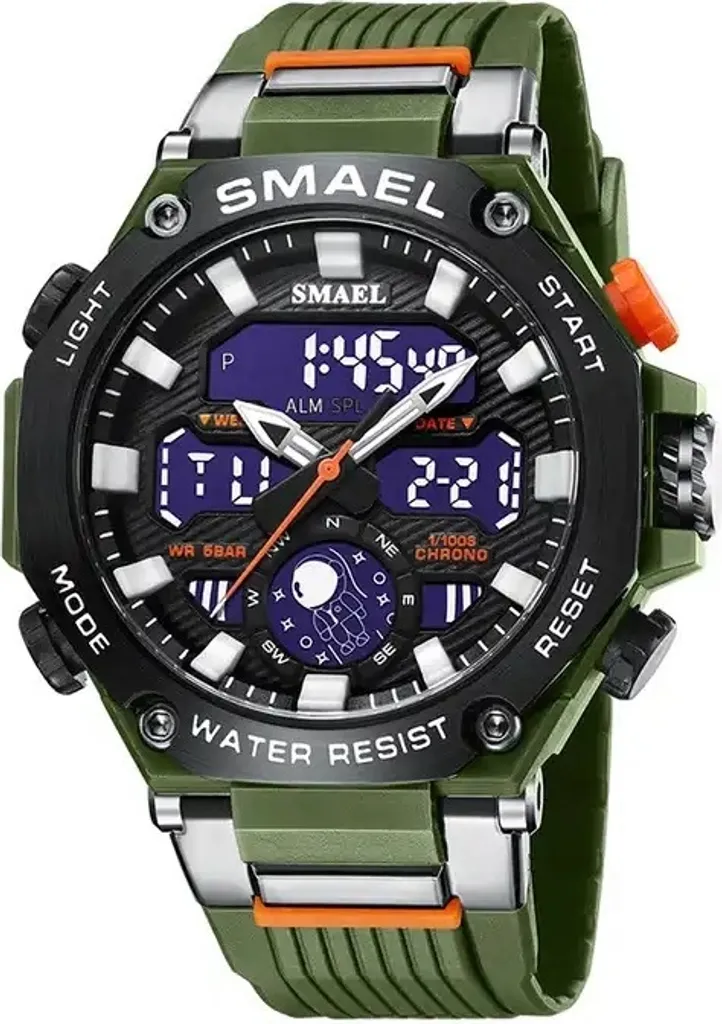 Montre de Randonnée SMAEL Kenzo Verte : Résistante aux Chocs et à l'Eau