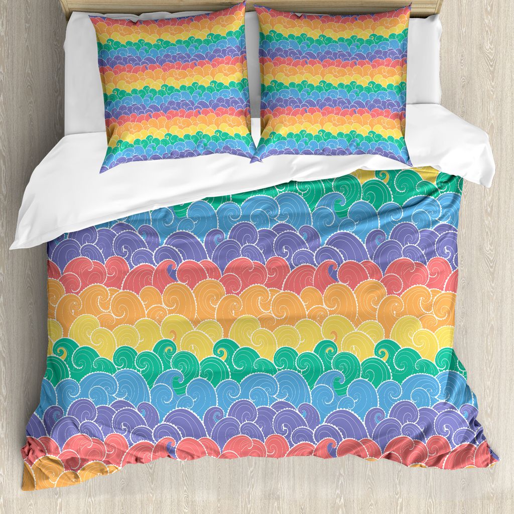 ABAKUHAUS Bunt Bettbezugs Set Für Doppelbetten, Cartoon Unterwasser Meer, Milbensicher Allergiker geeignet mit Kissenbezügen, Mehrfarbig