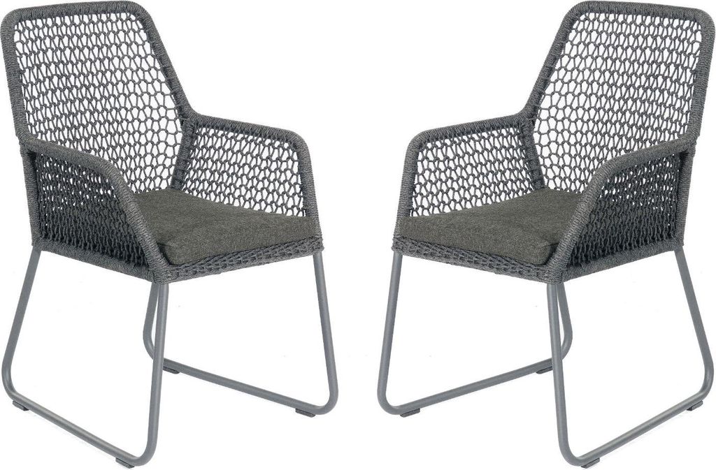 Sonnenpartner Poison 2er-Set Gartensessel Gartenstuhl Alu mit Polyrope dunkelgrau