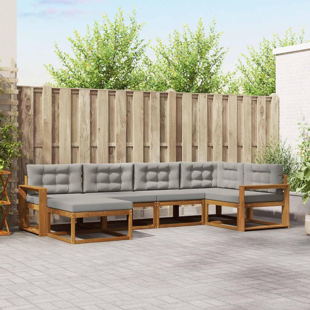 Outdoor-Sofagarnitur mit Kissen (6 pcs)- CLORIS - Natürlich und Hellgrau - Gartensofas C214