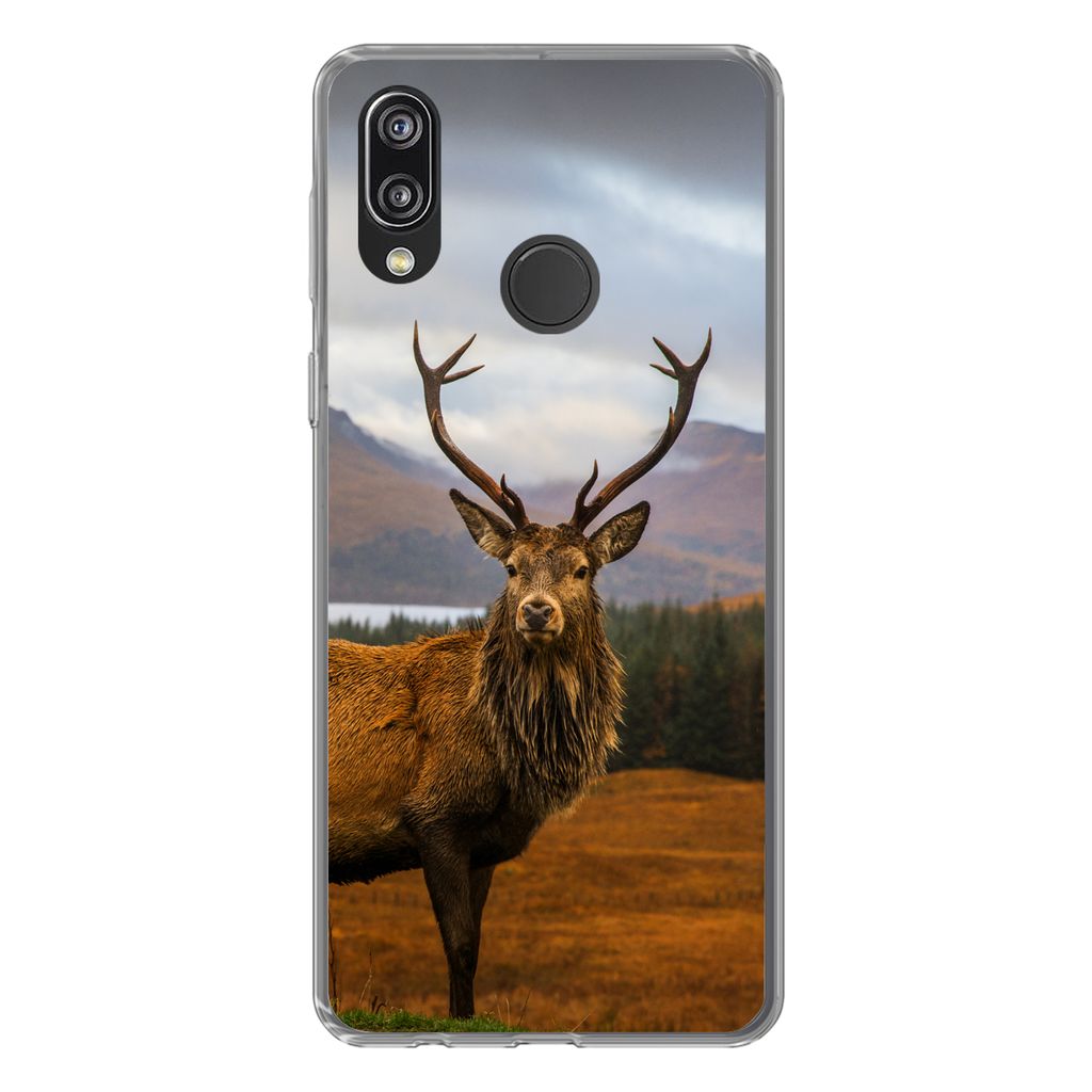 MuchoWow Handyhülle Schutzhülle Hülle für Huawei P20 Lite (2020) Hirsche - Berge - Wasser - Landschaft - Tiere - Bäume Silikon Softcase Hand...