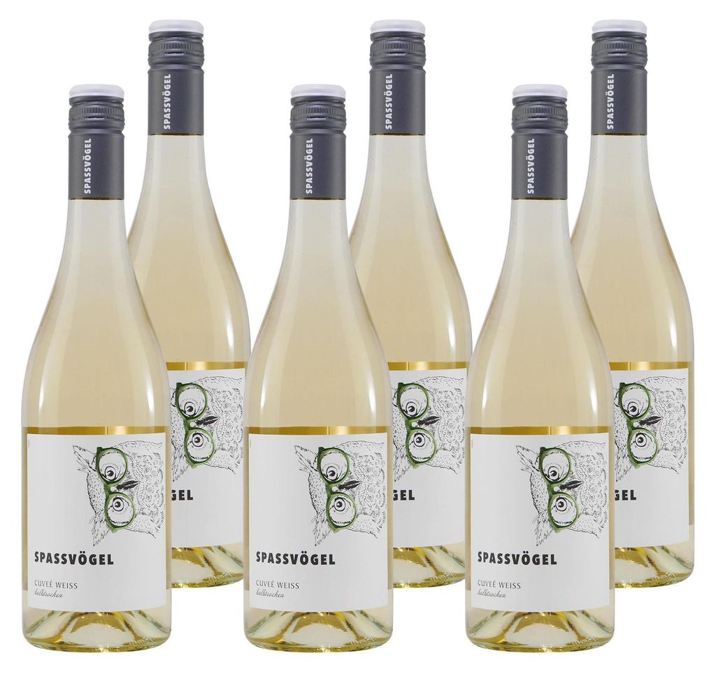 Spassvögel Cuveé Weiss -halbtrocken- (6 x 0,75L) Produktbild 